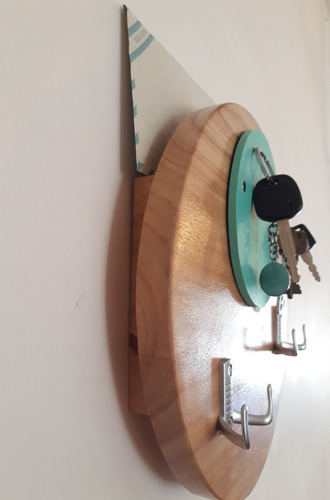 Imagen 3 de 9 de Organizador Perchero De Pared + Portallaves Magnético Madera