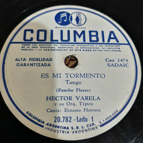 Pasta Hector Varela Orq Tipica Herrera Columbia C178