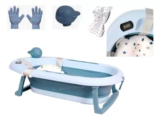 Bañera Para Bebes Recien Nacidos Con Cojin Para Protección Color Celeste bañera plegable con cojin