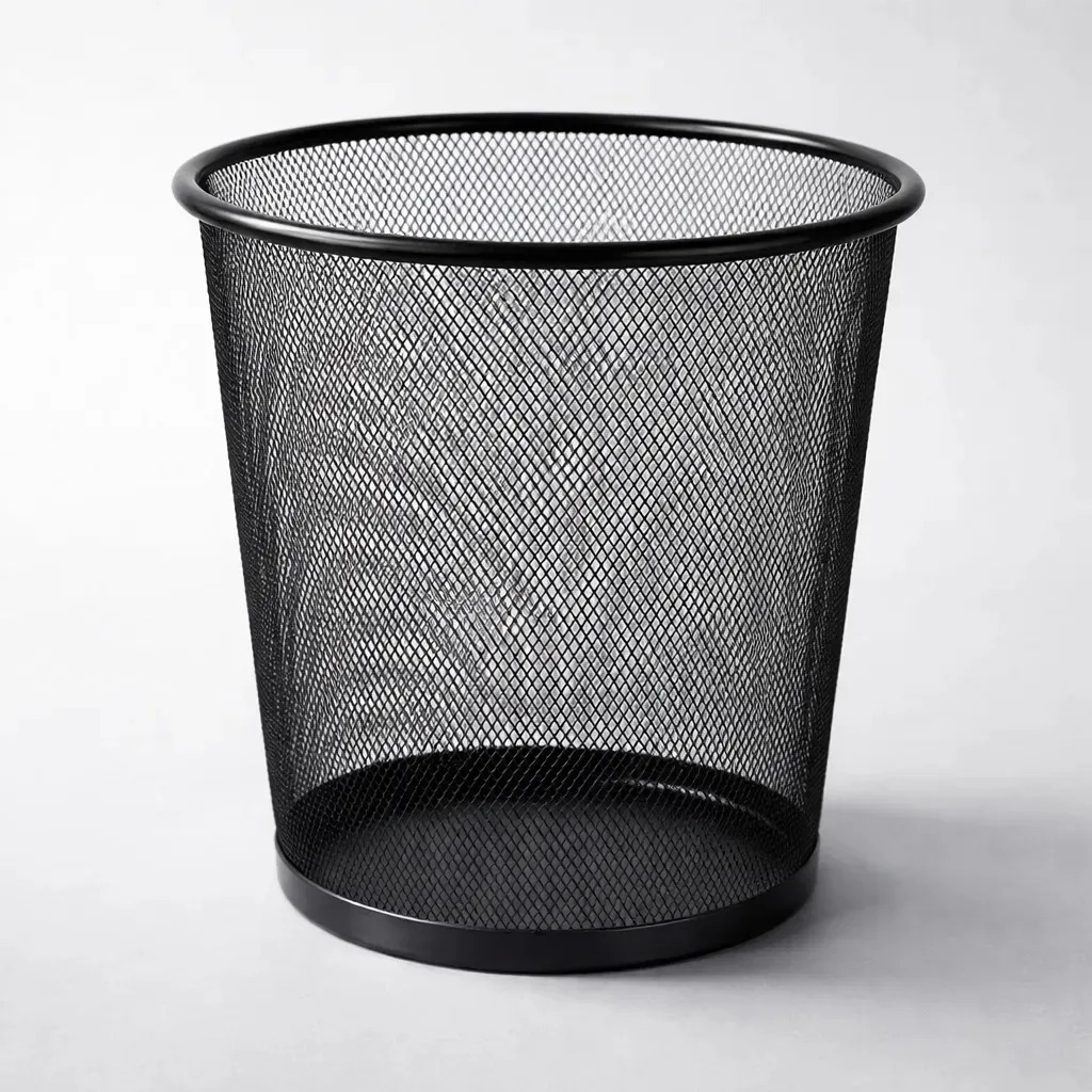 Lixeira Metal Aramado Telada Cesto Lixo Escritório 10 Litros Cor Preto