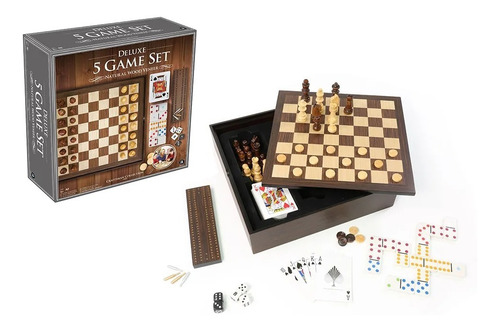 Set Juegos De Mesa 5 En 1 Deluxe Game Set Nuevo