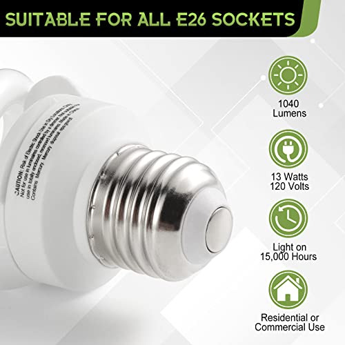 Bombillas Cfl En Espiral Unitedlux E26, Base Mediana, 13 W (