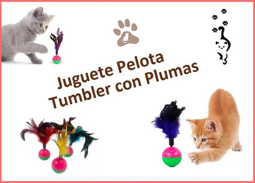 Juguete Pelota Tumbler Con Plumas Para Gatos