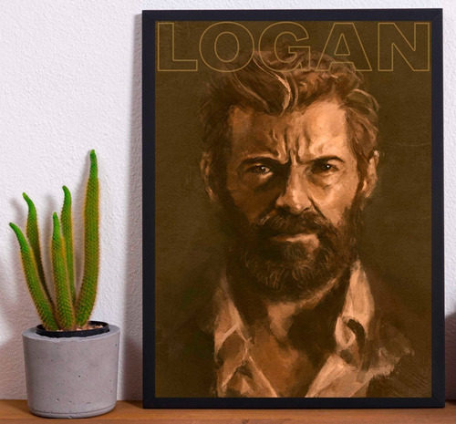Cuadro Marco Negro Poster 33x48cm Logan Wolverine X Men Arte