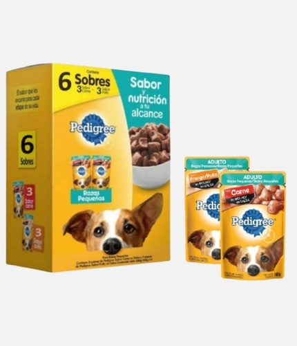 Alimento Pedigree Adulto En Salsa De Carne Y Pollo X6 Sobres