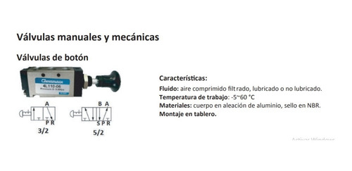 Válvulas De Botón 3vias Nc G1/4   2 Operaciones