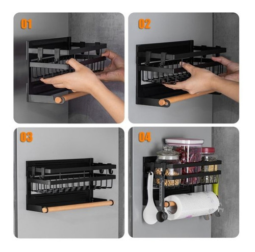 Imagen 4 de 6 de Organizador De Cocina Con Iman Y Porta Rollo