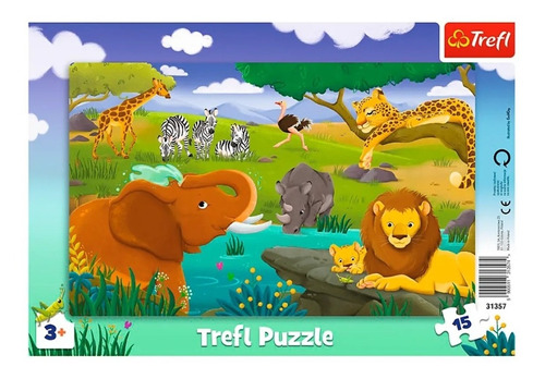 Juego Puzzle Animales Trefl 15 Piezas Incluye Marco Febo