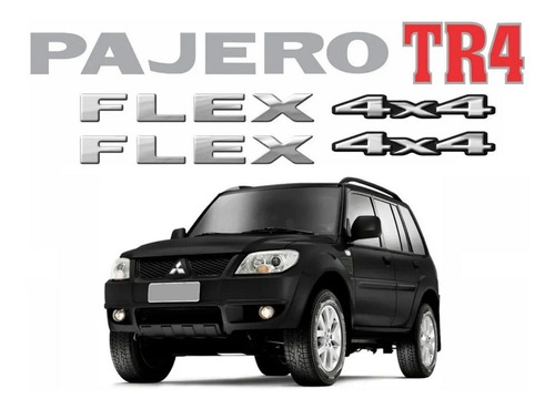 Kit Adesivos Resinados Para Pajero Tr4 Flex 4x4 Preto