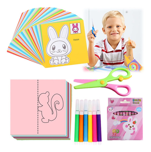 Niño Tijeras Manualidades Papel Juego Corte Pintura Arte Kit