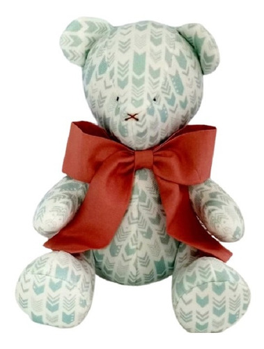 Imagem 5 de 5 de Urso Ursinho Peti Petá Veludo Setas Tribais Menta 30cm