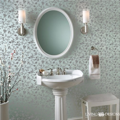 Plantilla Decorativa Spring 60x65 Stencil Pintar Pared Tapiz Blanco Transparente
