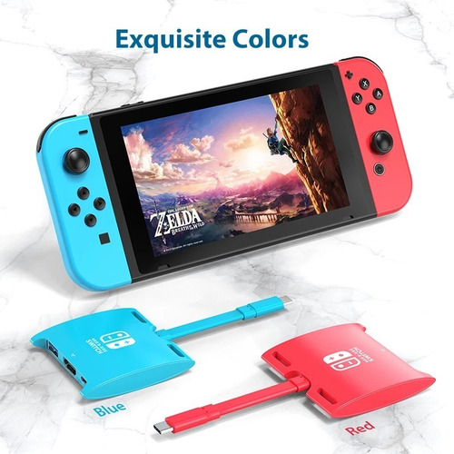 Imagen 6 de 6 de Adaptador Hub Video Para Nintendo Switch 4k 60hz Usb C Hdmi