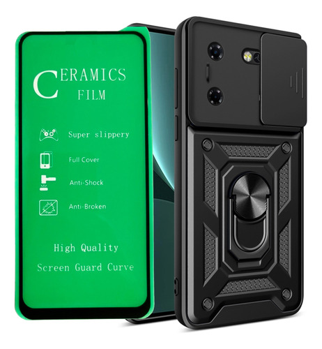 Funda Estuche Antichoque + Vidrio Cerámico Para Tecno Pova 5