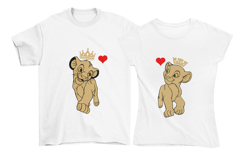 2 Playeras Pareja Duo Novios El Rey Leon Simba Nala Reyna