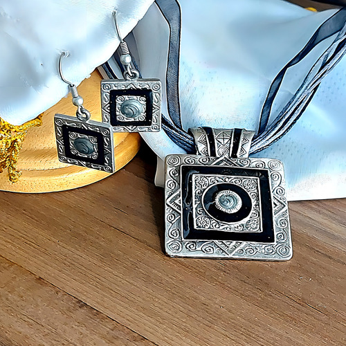 Conjunto de joyas: collar y pendiente Ny002, color azul