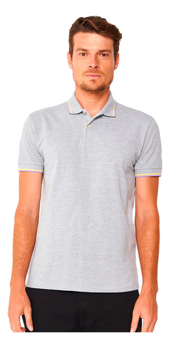 Camisa Polo Colcci Double Lines Ou24 Cinza Mescla Masculino