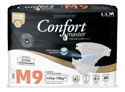 Kit 2 Fraldas Geriátricas Confort Premium Regular M 9u