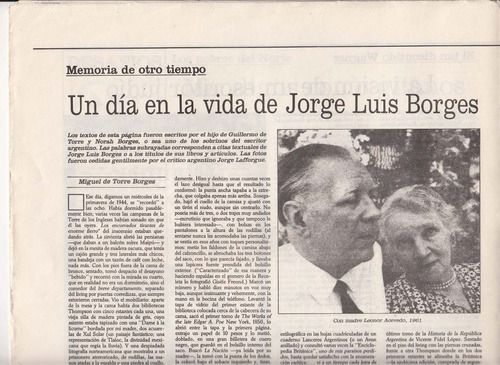 Un Dia En Vida De Borges Miguel D Torres  Pais Cultural 1992