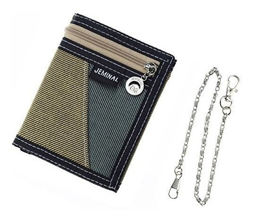 Jeminal Nuevos Hombres Khaki Canvas Vertical Wallets Gz1hp