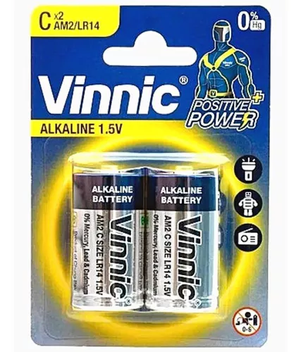 Pack X 2 Pilas C Alcalinas Am2/lr14 1.5v Vinnic