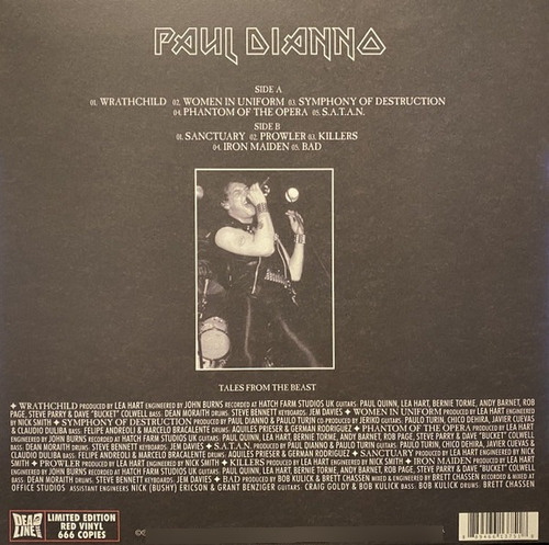 Paul Di'anno Tales From The Beast Limited Red Edition Vinilo