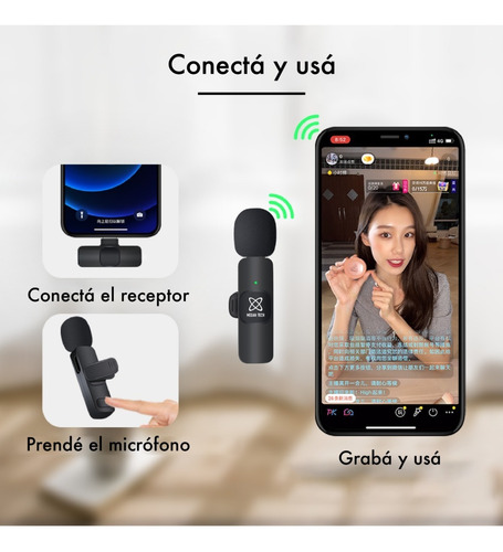 Microfono Inalambrico Periodista 2 Mic Celular Usb Tipo C