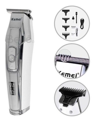 Kemei Recotadora De Barba Profesional Trimmer Km-5027 Color Plateado