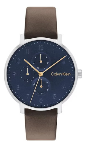 Reloj Calvin Klein 25200406 Piel Cafe Con Azul 40 Mm Hombre