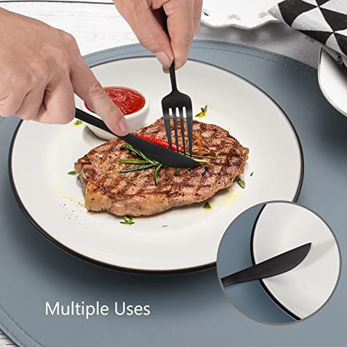 Set Cubiertos Acero Inoxidable 40 Piezas Negro Mate Servic