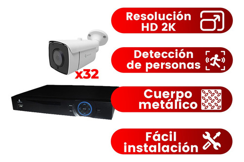Kit Cctv Vigilancia Seguridad 32 Cámaras Ip Video Hd 2k Nvr