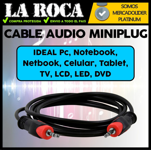 Imagen 4 de 10 de Cable Audio Miniplug A Miniplug 3.5mm Auricular Celular