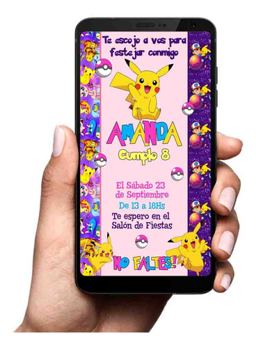 Invitación Digital Tarjeta Imprimible Pokemon Pikachu