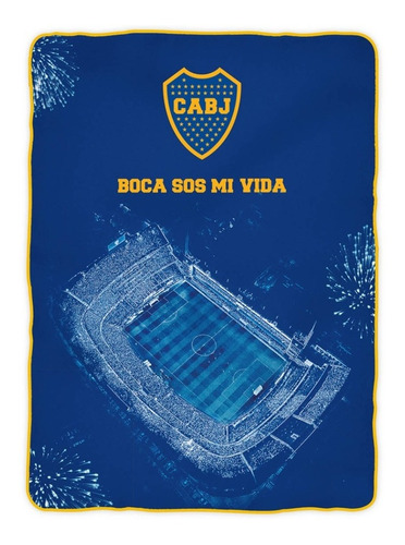 Imagen 4 de 5 de Frazada Manta Flannel Luminosa Boca Juniors 1 1/2 Plaza