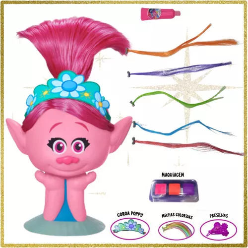 Busto Boneca Poppy Trolls II Para Pentear Com Maquiagem