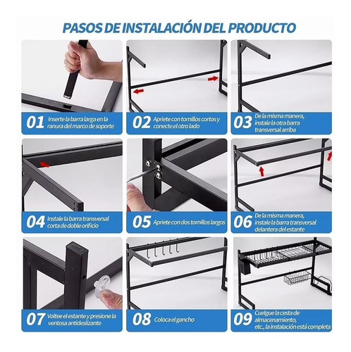 Imagen 7 de 10 de Escurridor Seca Platos Vajilla Acero Inoxidable 2 Pisos 85cm