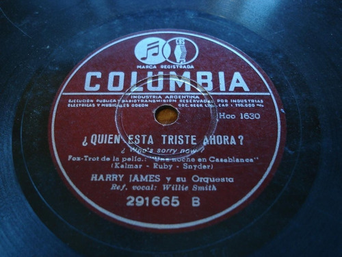 Pasta Harry James Y Su Orquesta Columbia 1727 1630 C39