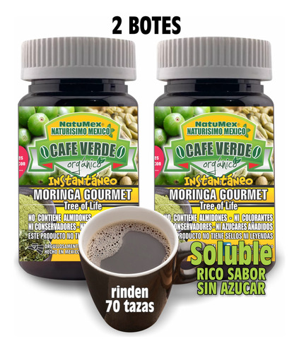 Cafe Verde Con Moringa Y Cafe Colombiano 2pzs Antioxidante