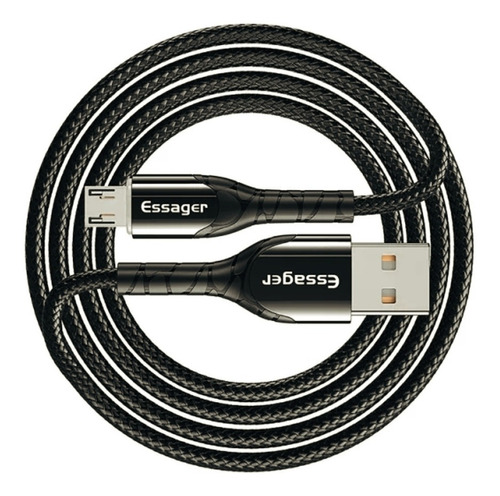 Imagen 1 de 4 de Cable Cargador Micro Usb / Led 3 A / 2 Metro / Essager / Neg