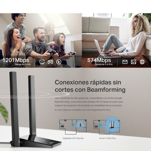 Adaptador Usb 3.0 A Wifi 6 Ax1800, Tp Link Archer Tx20u Plus