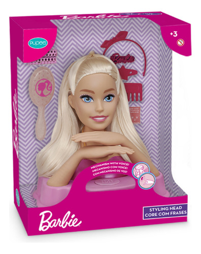 Boneca Barbie Styling Head Core Fala 12 Frases C/ Acessórios