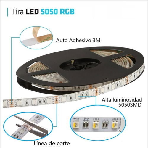 Imagen 3 de 10 de Tira Led 5050 Rollo 20 Metros Rgb 12v Exterior Kit Completo