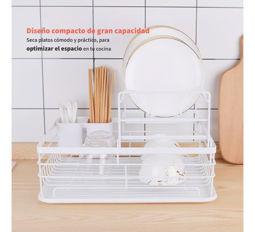 Secaplatos Escurridor 2 Niveles Acero Inox Blanco Simplit