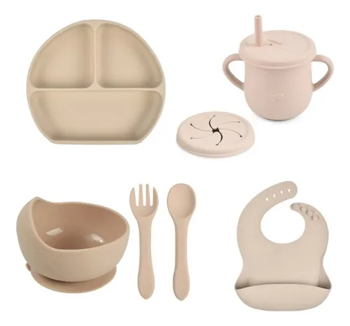 Platos De Alimentación Para Bebés De Silicona Café