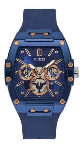 Relógio de pulso Guess GW0203G com corpo azul-escuro, analógico, para  masculino, fundo azul-escuro, com correia de silicone cor azul-escuro,  agulhas cor ouro rosa e branco, subdials de cor azul e ouro rosa