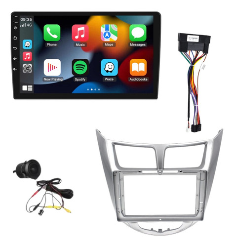Radio Carplay Android 9 Bisel Hyundai Accen + Cámara + Arnés