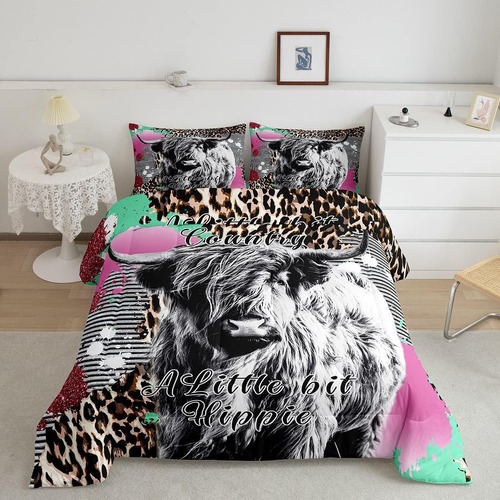 Erosebridal Highland Cow Juego De Ropa De Cama Con Estampado