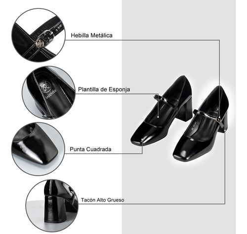 Zapato Formal Mujer Taco Alto Elegante Con Hebilla Weide