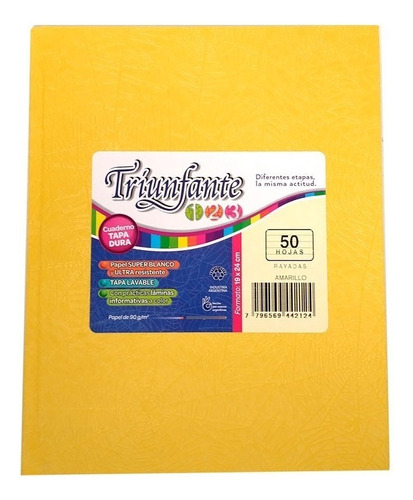 Cuaderno Triunfante Tipo Abc Td  Araña 48h Rayado 19x24 Cm Color Amarillo