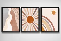 Comprar Set 3 Cuadros Boho Chic Zen Abstracto Arte Decoracion Boho Sol Negro